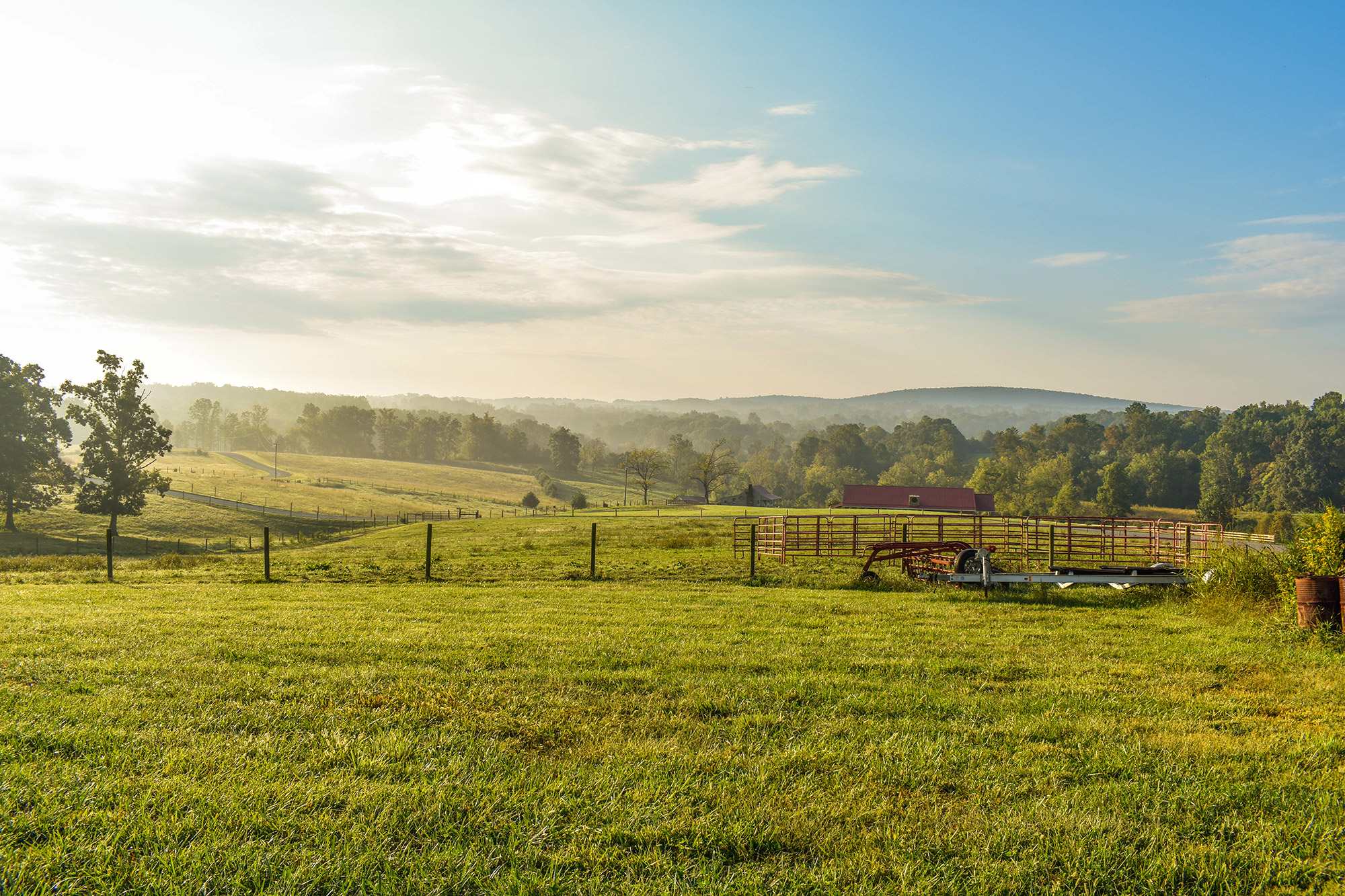 sunrise at farm field